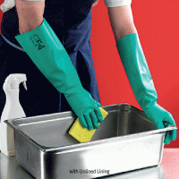 Ansell Solvex Nitile Chemical Resistant Glove, Nitrile Fully Coated, 2 types of Lining & Cuff With Embossing Textured, Enhance Grip, Green, Length 330 & 455mm, 솔벡스 내화학 장갑
