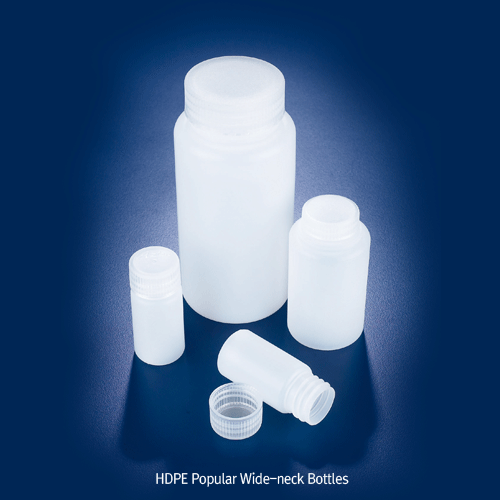 Azlon® 100~2,000㎖ HDPE Popular Bottle, with PP Screwcap, Narrow- & Wide-neckGood Chemical Resistance, Non-autoclavable, 105/120℃, HDPE 세구&광구병