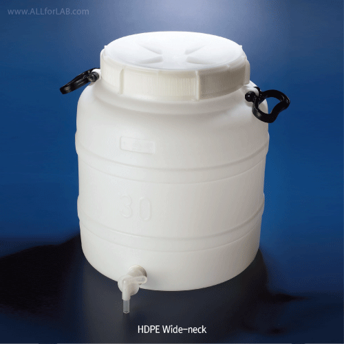 Azlon® 30~100 Lit HDPE Wide-neck Large Capacity Aspiration Bottle With Easy Fill Wide Aperture, HDPE 대광구/대용량 원형 아스피레이터 바틀
