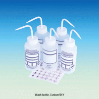Azlon® LDPE DIY Wash Bottle, Wide Neck, with Write-on-Panel, 250~1,000㎖ With (1) Vapour-Venting Cap & (2) Non-Venting Cap, -50℃+80/90℃, LDPE DIY 광구세척병