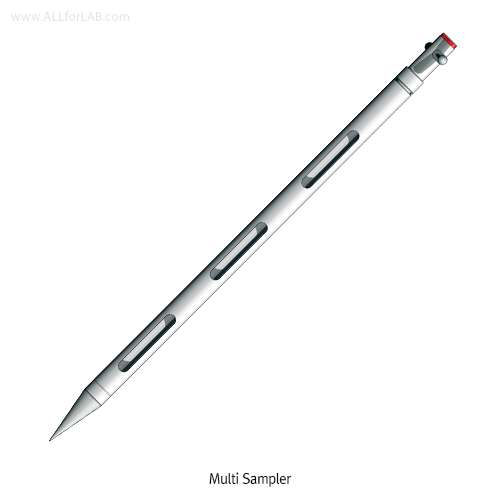 Burkle® Zone Sampler, for Powder & Grains, with Rotary Handle, Φ25mm, L 0.5~1.5m Made of Aluminum·Stainless-steel·PTFE, Autoclavable, 존 샘플러, 분말/곡물용