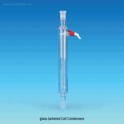 SciLab® Glass Jacketed Reflux/Coil Condenser, Safety “Screw-On” PP Connection & Joints With Interchangeable Safety PP Screw GL14 Hose Connector “Safety-Model”, 이중자켓 코일 환류 냉각기