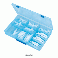 PP Tubing Connector Combination Set of “T”·“Y”·“L”·Straight-type With 68pcs Connectors, -10℃+125/140℃, Autoclavable, PP 튜빙 커넥터 세트