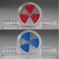 Burkle® Flow Indicator, PMP, for Gas & Liquid, Chemical Resistance, Blue-/Red-Color For High-temperature, 121℃ Autoclave, 0℃~150/180℃, 고온용 PMP 유량계