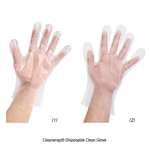 Cleanwrap Disposable Clean Glove, Made of LLDPE Film, for Variable Usage, Q-/SF-Marked Ideal for Food, Chemical, Cleaning, Harmless, Non-toxic : FDA Approved, 일회용 크린장갑