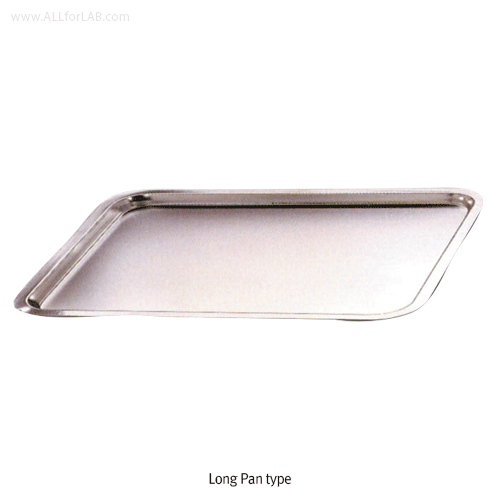 Stainless-steel Tray/Pan, High Quality, Seamless, Smooth-contour, High-polished For Laboratory & Hospital, 팬타입 4각 스텐레스 트레이