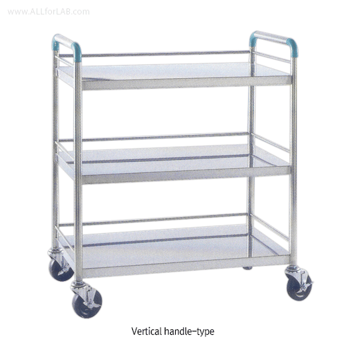 Stainless-steel Dressing Cart, with 3 Shelf & 2 Handle For Lab·Medical·Industrial, 핸들 타입 3단 카트