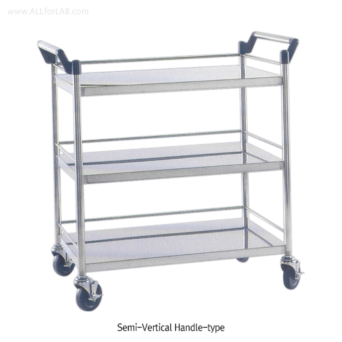 Stainless-steel Dressing Cart, with 3 Shelf & 2 Handle For Lab·Medical·Industrial, 핸들 타입 3단 카트