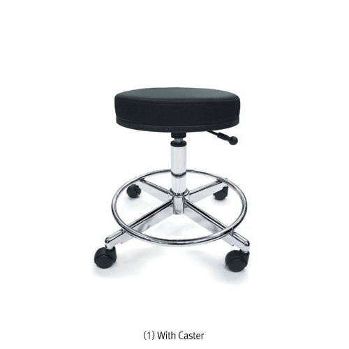 Examining Stool, with Soft Cushion and Footrest, Adjustable Height, Swivel, Durable and Stable, Φ350×h450~600mm Ideal for Laboratory & Hospital, with or without Caster, 실험·진찰 의자/걸상
