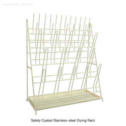 SciLab® Safety PVC Coated Steel Drying Rack, Bench-Top With 35·48·70-Peg, Single & Double-type, with Drain Tray, 스텐 건조대
