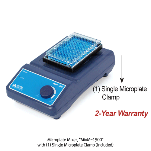 DAIHAN® Compact Functional Orbital Shaker “MIXM-1500”, with the Microplate Clamp, Max. 1,500rpm For Holding Single or Double Microplates, Continuous Operation, 소형 기능성 궤도형 쉐이커, Microplates & Tubes용