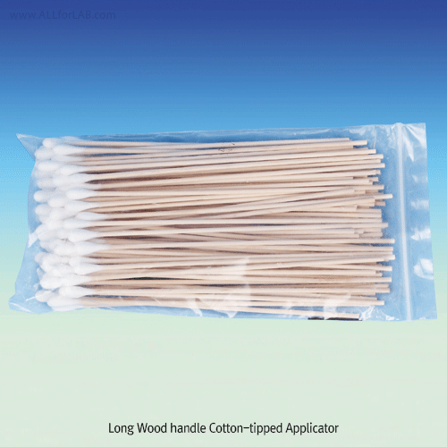 Long Wood Handle Cotton-tipped Applicator, Φ5mm Single Cotton Tip, Autoclavable Ideal for Cleaning Long·Narrow Small Articles, L150mm, 나무 핸들 면봉