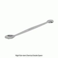 Rigid Flat-Stem Chemical Double Spoon, High Grade Stainless-steel, L120~300mm With Flat-stem, Non-magnetic, 평면 손잡이형 양면 시약 스푼, 비자성/비부식