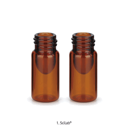 Amber “V”-Vial, Max Sample Recovery, Boro-glass 3.3 & 5.0, with V-Conical Bottom Ideal for Micro-Storage, Medicine Packaging, Trace Biological Preparation, 갈색 V-바이알, 스크류캡 and 셉타 별매