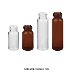 SciLab® 18mm Screwtop 10 & 20㎖ Autosampler Headspace Vials & Caps ; Separately Clear & Amber, for Agilent® & Shimadzu®, Boro-glass 5.1, 10 & 20㎖ 스크류탑 헤드스페이스 바이알 & 캡