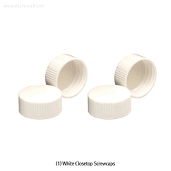 1번 이미지2번 이미지 SciLab® White PP Screwcaps, for Vials & Bottles, with Opentop & Closetop 화이트 스크류 캡, 바이알 & 바틀 겸용