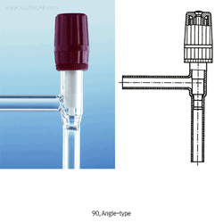 DURAN® Universal Stopcock, GU® Borosilicate Glass 3.3 GU® with PTFE Needle-valve, -40℃+200℃, 다용도 Teflon 니들밸브/콕
