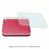 Square Grid 100×100 and 125×125 Sterile Petri Dish, PS Made of Crystal Clear Polystyrene(PS), Disposable, 눈금 4각 멸균 페트리디쉬