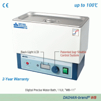 DAIHAN® Digital General Purpose Water Bath “WB” , Digital Fuzzy Control System, 6·11·22 Lit, up to 100℃, ±0.1℃With Stainless-steel Flat Lid, Back Light LCD, with Certi. & Traceability, 정밀 범용 항온수조, 디지털 퍼지 제어 시스템, 스텐리스 스틸 리드 포함