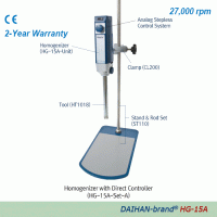 DAIHAN Homogenizer with Direct Controller “HG-15A”, up to 27,000 rpm, 1~2,500㎖ With analog stepless control system, High Efficiency Dispersing Tools, High-Speed·High-Quality·Low Noise 균질기/호모지나이저, 아날로그 컨트롤러 내장, 초고속/저소음 모터