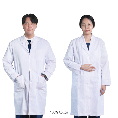 mediclin® White Lab Coat/Gown, 100% Cotton, General Purpose Ideal for Laboratory & Medical, 순면 백색 가운