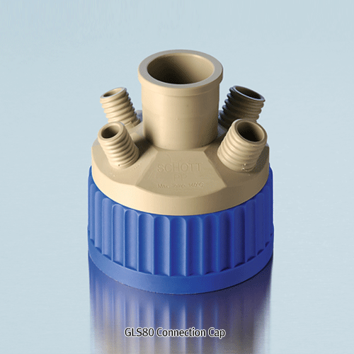 DURAN® GLS80 Multi-Connection System, Screwcap with 4 or 5-Ports(GL18)Ideal for Safe Transfer of Liquid, Autoclavable, GLS 80 Bottles 용 4 구 /5 구 (GL18) 스크류캡 &부품