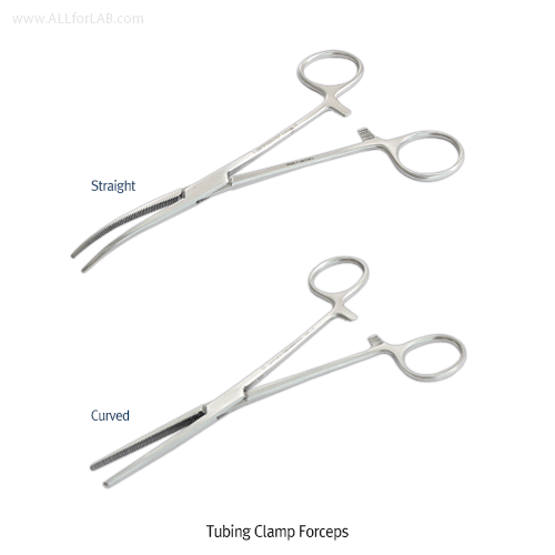 Hammacher® Premium Pean Hemostatic Forceps/Tubing Clamp, with Serrated Head, L130~200mm, Medicaluse (1) Straight-type and (2) Curved-type, Stainless-steel, 프리미엄 페안 지혈 겸자 포셉 및 튜빙 클램프 겸용, 독일제 의료용 & 랩 겸용, 비부식