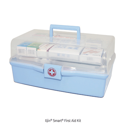 Iljin® Smart® First Aid Kit, 3 Tiered System, Medicaluse With 19 items(34×21×h16cm), and 13 items(30×17×h13cm) With PP Case & Translucent Lid, 다기능 “스마트” 구급함