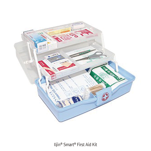 Iljin® Smart® First Aid Kit, 3 Tiered System, Medicaluse With 19 items(34×21×h16cm), and 13 items(30×17×h13cm) With PP Case & Translucent Lid, 다기능 “스마트” 구급함