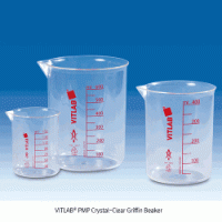 VITLAB® PMP Crystal-Clear Griffin Beaker, with Red-graduation, 10~5,000㎖With Heavy duty and Uniform Thickness Wall, , PMP 고급형 투명 비이커, 적색눈금