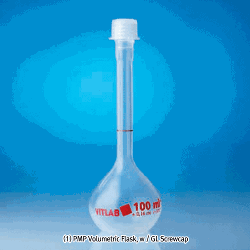 VITLAB® PMP B-class Volumetric Flask, with GL-Screwcap & Stopper, DIN/ISO, 10~1,000㎖With Individually Adjusted Ring-mark, 0℃~150℃-Stable, , PMP 메스/용량 플라스크, B-급, 적색침투눈금