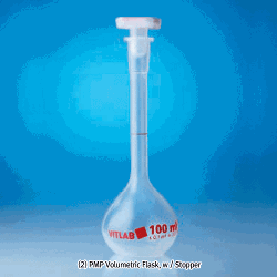 VITLAB® PMP B-class Volumetric Flask, with GL-Screwcap & Stopper, DIN/ISO, 10~1,000㎖With Individually Adjusted Ring-mark, 0℃~150℃-Stable, , PMP 메스/용량 플라스크, B-급, 적색침투눈금