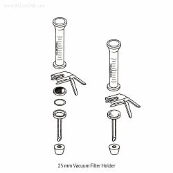 Wheaton® Hi-grade 1 5 or 50㎖/25mm Vacuum Filter Holder Kit, without FlaskWith 15㎖ Graduated Glass Funnel, Fritted Glass or Stainless-steel Support, 진공여과장치, 여과병은 별도