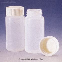 Wheaton® 20㎖ Standard Scintillation Vials, HDPE, with White Caps, ASTM·USP·ISO Heat Resistant at -50℃+105/120℃, 20㎖ 표준형 Plastic 신틸레이션 카운팅 바이알