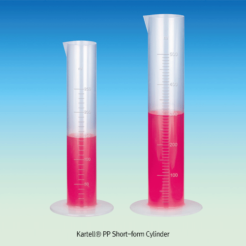 PP & SAN Short-form Cylinder Raised Mold Scale, Round-base, B-class, 10~2,000㎖ PP & SAN 단형 메스실린더, B급