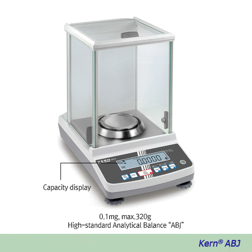 Kern® [d] 0.1mg, max.320g High-Standard Analytical Balance “ABJ”, with Auto Internal Calibration Multi-function : ex. Density-measure, and Glass Draft Shield, 표준분석 / 화학천평, 내부자동보정