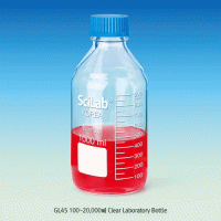 SciLab® GL45 100~20,000㎖ Clear Laboratory Bottle, with PP Screwcap & Pouring Ring Ideal for Culture & Multi-use, White Graduation & Marking Area, Boro-glass 3.3, Autoclavable, GL45 랩바틀