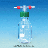 SciLab® DURAN glass Gas Absorption/Washing Bottle, Graduation, 250~1,000㎖With GL45 PP Screw Opencap with PTFE/Silicone O-ring, Autoclavable, 눈금부 안전 가스 흡수·세척 병