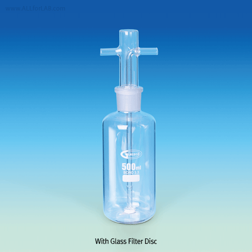 Gas Washing Bottle, with or without Glass Filter Disc, 250~500㎖With 29/32 Joint, Borosilicate glassα3.3, 29/32 조인트 가스 세척병