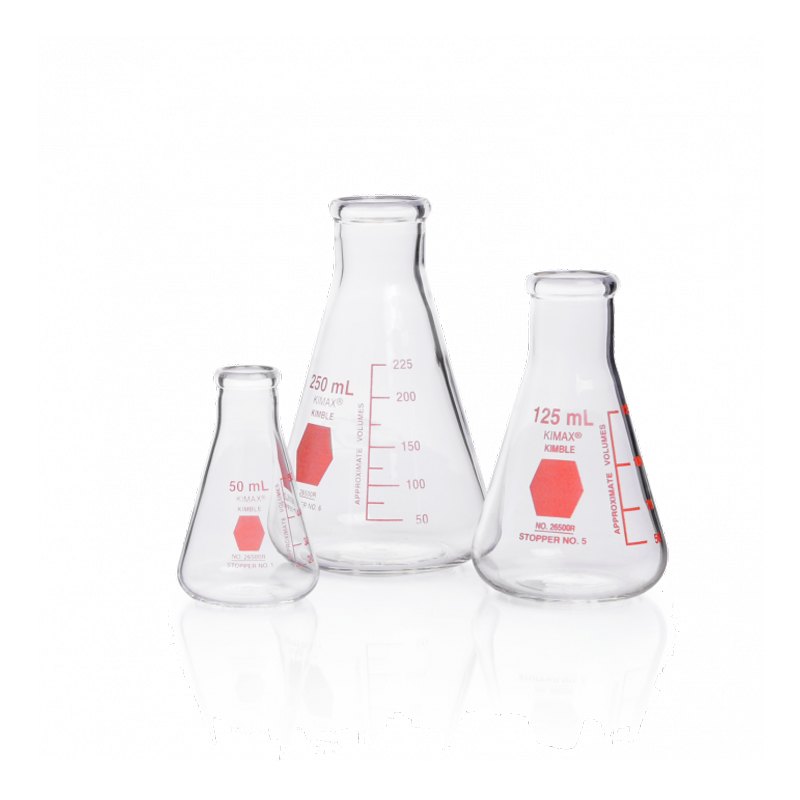 Narrow Mouth Erlenmeyer Flask, Kimble® 세구형 삼각 플라스크, Blue Scale
