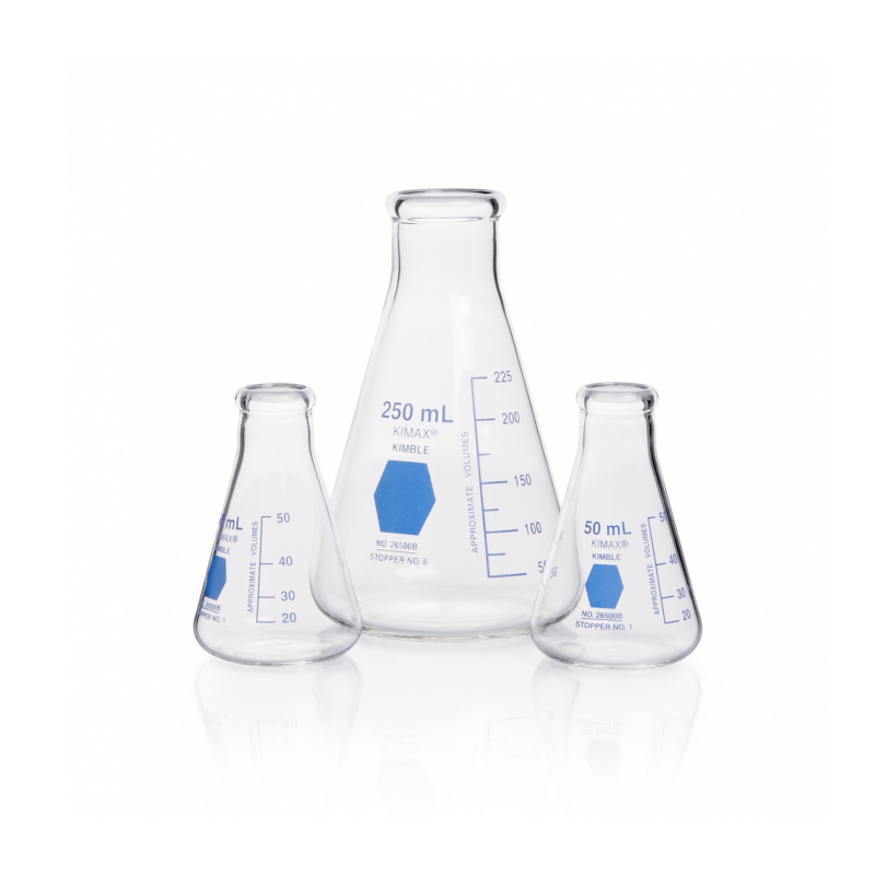 Narrow Mouth Erlenmeyer Flask, Kimble® 세구형 삼각 플라스크, Blue Scale