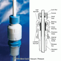 Cowie® High-Vacuum/Pressure Stirrer Guide, PTFE/PEEK & Glass-Bearing Seal For Φ8~16mm Shafts, Useable up to 800rpm, 280℃ Stable, 고진공/압력용 교반 씰