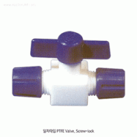 Cowie® PTFE Stopcock, with Screw-locking systems, for Vacuum(5mmHg)/Pressure(1bar) Good Chemical/Corrosion Resistance, for Tubing and Hose, PTFE 밸브/콕, Screw식