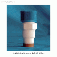Screw-NPT-PTFE/PEEK High-class Vacuum Stirrer Guide, with 0.75 ″ & 1 ″ NPT for Φ 8~16mm Shafts , Chemically InertFor Direct Assembly into PTFE Reactor Lids, 500rpm Stable/max 800rpm, -200℃~+280℃ stable, [ UK-made ] , 고품질 진공 교반씰