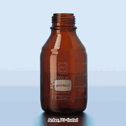DURAN® Safety Plastic PU-Coated Lab Bottle, With/Without GL Cap & Pour-Ring, Clear & Amber, 25~20,000㎖Boro-glass 3.3, with Graduation & DIN GL-Screwthread, Autoclavable, -30℃~+135℃, 안전플라스틱 코팅 랩바틀