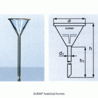 DURAN® Premium Analytical Funnel, 60°Internal Rib Angle for Rapid Filtration With special Rib-In, 분석용 깔때기, 신속여과·분석용