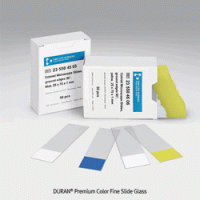 DURAN® Premium Color Fine Slide Glass, 75×25mm, White·Blue·Yellow With 90° Ground-edges, 고품질 컬러 슬라이드 글라스