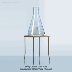 DURAN® Safety Ceramic Glass Plate, CERAN®, Quadrupods & Plate Holder, Suitable for Wire Gauze -200℃+800/700℃ Radiant Heat, “ 세란” 안전 세라믹 글라스 랩-플레이트