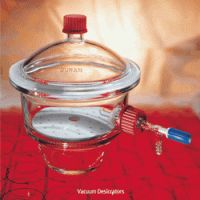 DURAN® Premium MOBILEX® Vacuum Desiccator, Boro-Glass 3.3, 150-~300-type With Safety PTFE Screw Needle Valve/Cock & Screw Capped Lid, 고진공 데시케이터, 중판 별도