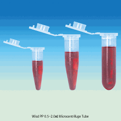 Wisd PP 0.5~2.0㎖ Microcentrifuge Tube, with Special Locking Shield Lid and Moulded GraduationWith Flat Top·Snap Cap·Frosted Marking Area, Autoclavable, 9,000 RCF, Micro 원심관